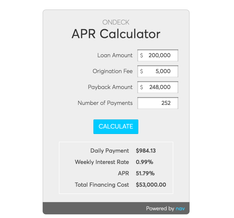 Nav APR Calculator